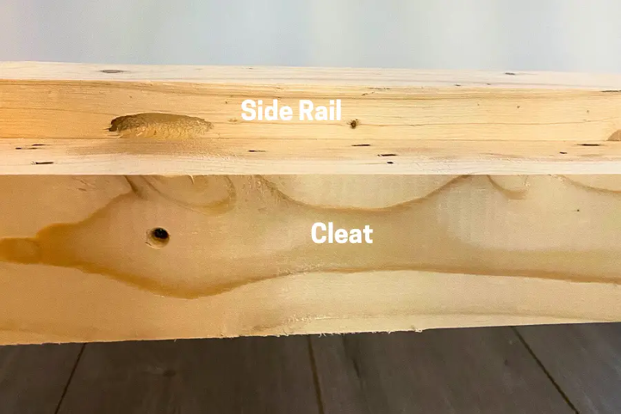 Platform Bed diagram showing side rail and cleat.