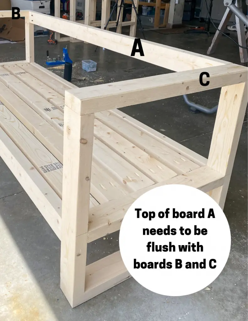 Diagram for outdoor sofa build to point out placement of 2x4's
