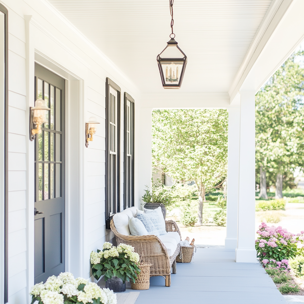 A light and airy front porch. Traditional style.