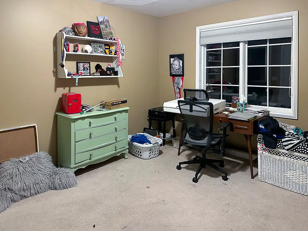 Before pic of home office guest room reveal