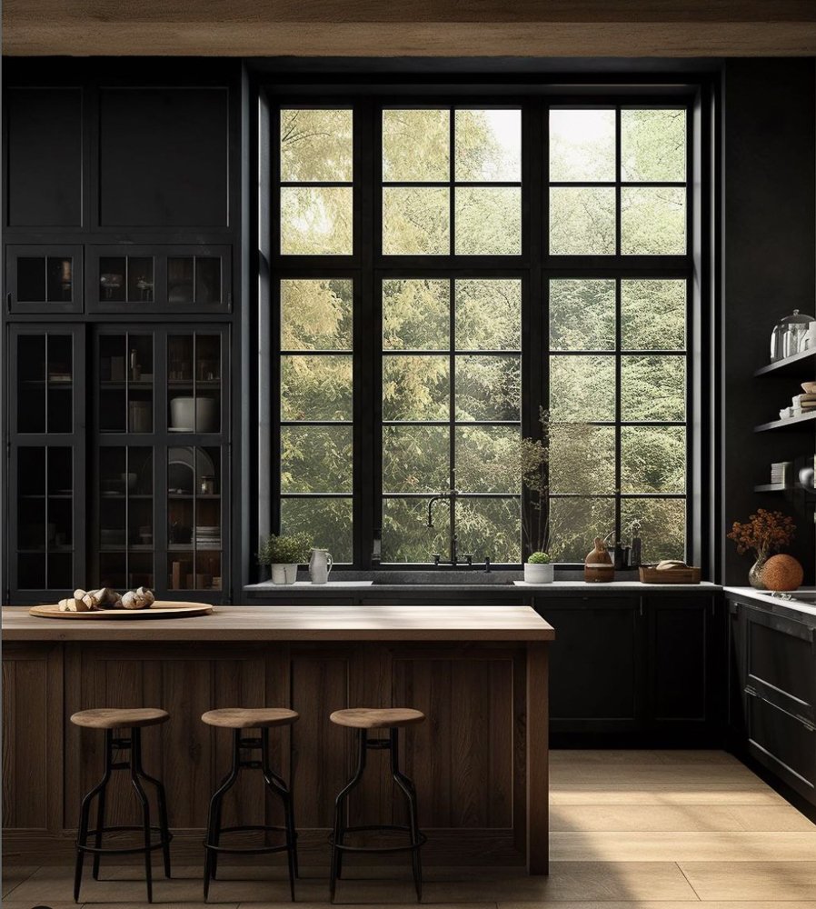 Dark moody kitchen for what color to paint interior trim
