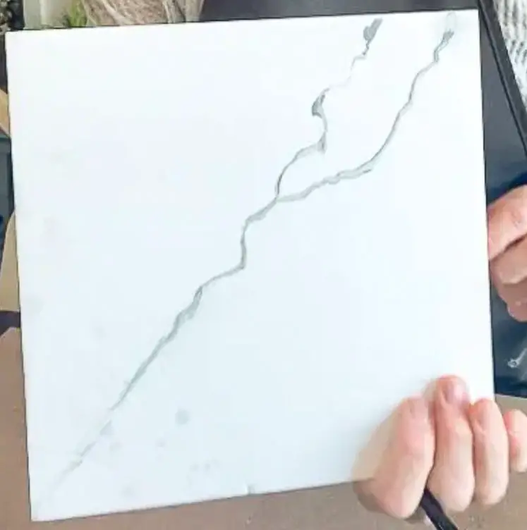Y vein on a cardboard stock sheet.