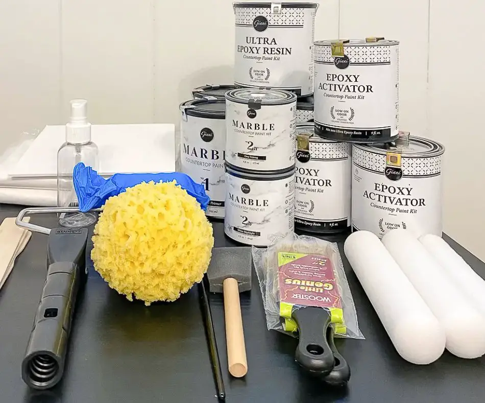 DIY marble countertops supplies.