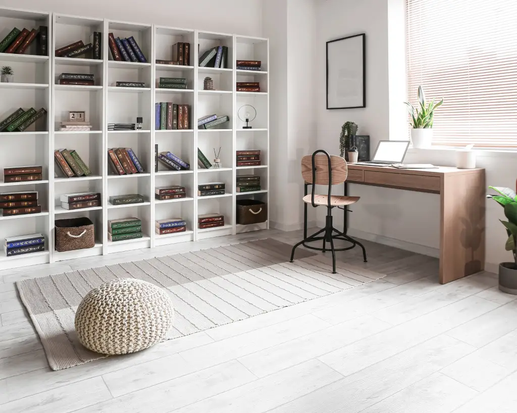 Closet space with lots of room and very well organized.
