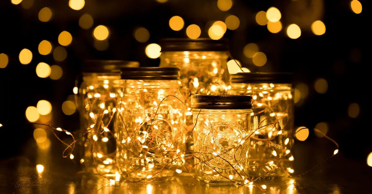 Mason jars with fairy lights